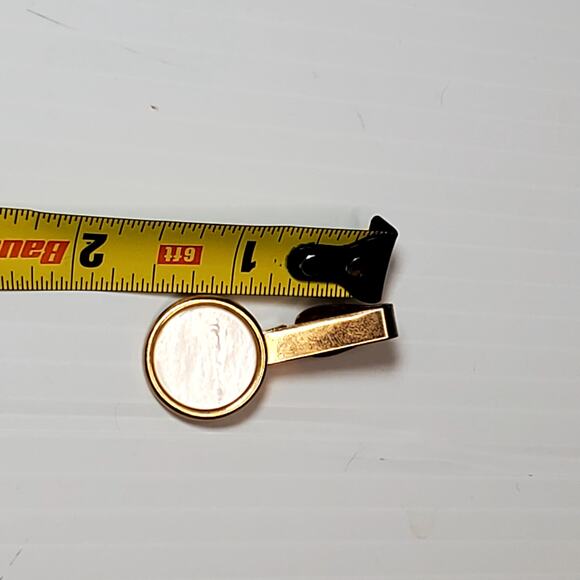 Tie Clip Vtg 1.5" Gold Tone Mother of Pearl - Picture 4 of 4